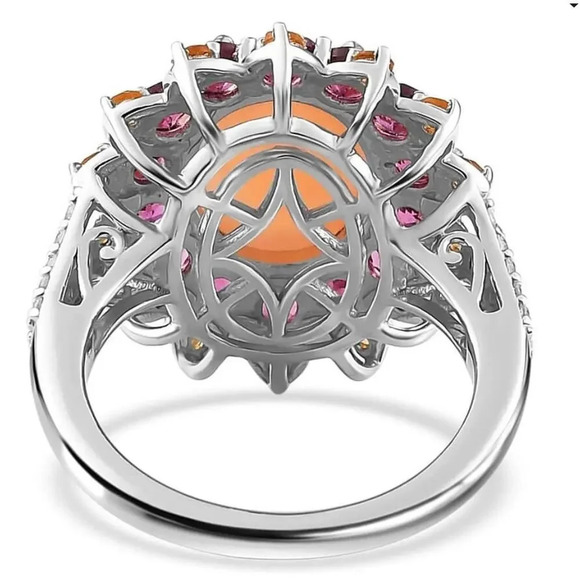 NEW Peach moonstone rhodolite garnet ring in sterling silver size 7 - Picture 12 of 16